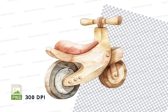 Wooden toy motorcycle clipart PNG isolated white background Product Image 1