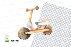 Wooden toy scooter clipart isolated on white background Product Image 1