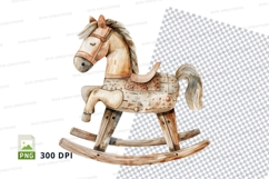 Wooden rocking horse clipart PNG isolated white background Product Image 1