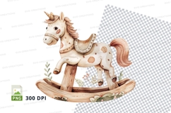 White unicorn rocking horse clipart PNG high detail Product Image 1