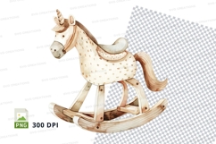 White wooden rocking horse clipart isolated on transparent b Product Image 1