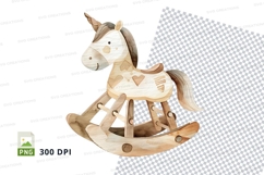 White wooden rocking horse clipart PNG high resolution Product Image 1