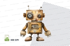 Vintage robot clipart PNG transparent retro futuristic toy Product Image 1