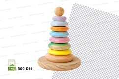 Colorful wooden stacking rings toy clipart png transparent Product Image 1