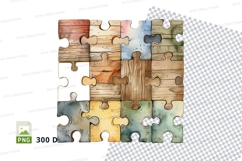 Wooden puzzle pieces clipart PNG 300 DPI interlocking blocks Product Image 1