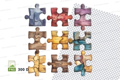 3D wooden puzzle people teamwork clipart transparent PNG Product Image 1