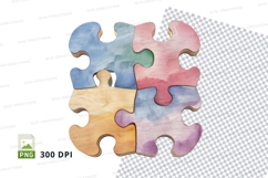 Colorful puzzle pieces clipart PNG transparent background ve Product Image 1