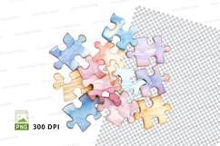 Colorful puzzle pieces forming heart shape clipart PNG Product Image 1