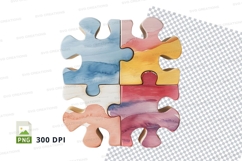 Colorful puzzle pieces connecting clipart transparent PNG Product Image 1