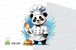 Cute panda chef cooking cartoon clipart PNG high detail Product Image 1