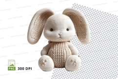 Handmade knitted bunny toy clipart isolated white background Product Image 1