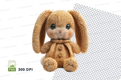Handmade knitted bunny plush toy clipart transparent PNG Product Image 1