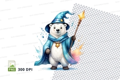 Cartoon polar bear knight holding sword clipart PNG Product Image 1