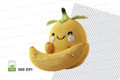 Cute yellow banana clipart smiling happy fruit character PNG Product Image 1