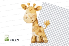 Cute cartoon giraffe waving isolated on white background cli Product Image 1