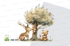 Deer family under winter tree clipart png transparent Product Image 1