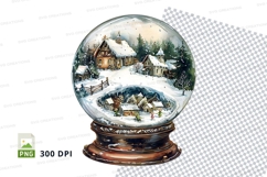 Snow globe winter village clipart PNG transparent 300 DPI Product Image 1