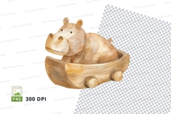 Cute hamster in wooden boat clipart transparent PNG Product Image 1