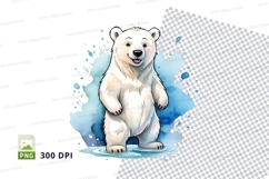 Cute polar bear clipart splashing in icy water illustration Product Image 1