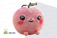 Cute pink pomegranate clipart smiling fruit character PNG Product Image 1