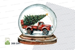 Christmas tree in snow globe truck clipart PNG transparent Product Image 1
