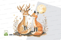 Deer couple winter clipart png romantic wildlife illustratio Product Image 1