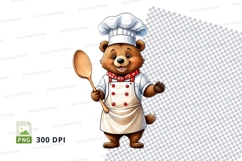 Chef bear cooking cartoon clipart isolated white background Product Image 1