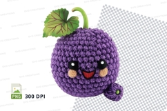 Cute purple blueberry crochet toy clipart PNG high detail Product Image 1