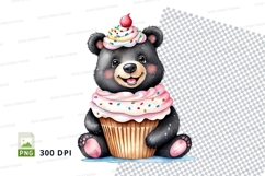 Cute teddy bear cupcake clipart png illustration Product Image 1