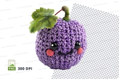 Cute purple blueberry clipart PNG isolated white background Product Image 1