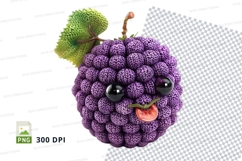 Cute cartoon purple grape character smiling clipart PNG Product Image 1