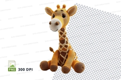 Cute giraffe plush toy sitting isolated on white background Product Image 1