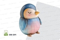 Cute sleeping penguin clipart in pastel colors on transparen Product Image 1