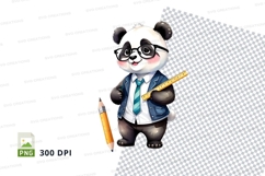 Cute panda clipart holding pencil in business suit Product Image 1