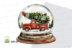 Christmas truck snow globe clipart festive holiday decoratio Product Image 1
