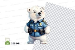 Polar bear police officer clipart png cartoon vector illustr Product Image 1