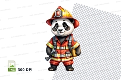 Cute panda firefighter clipart in yellow helmet vector illus Product Image 1