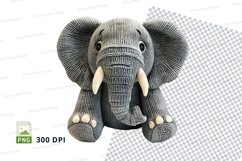 Gray knitted elephant toy clipart PNG high resolution Product Image 1