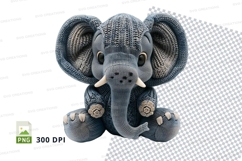 Cute knitted elephant clipart PNG high resolution 300 DPI Product Image 1