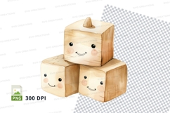 Wooden smiley cube clipart png transparent background happy Product Image 1