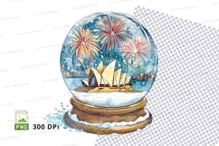 Snow globe with tropical beach and fireworks clipart png Product Image 1