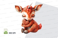 Cute fox clipart sitting relaxed isolated transparent PNG Product Image 1