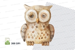 Cute Owl Clipart PNG Isolated White Background Cartoon Product Image 1