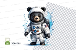 Cute teddy bear astronaut floating in space clipart png Product Image 1