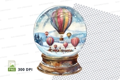 Hot air balloons snow globe clipart transparent PNG Product Image 1