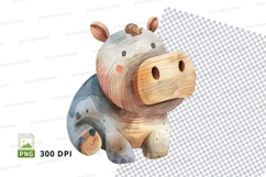 Cute wooden piggy bank toy clipart isolated on white Product Image 1