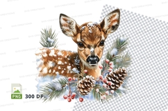 Cute deer clipart winter holiday pine cones festive PNG Product Image 1