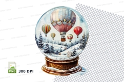 Hot air balloons snow globe clipart transparent PNG winter s Product Image 1