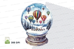 Hot air balloons in snow globe clipart transparent PNG Product Image 1