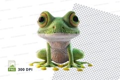 Green frog clipart sitting isolated transparent PNG 300 DPI Product Image 1